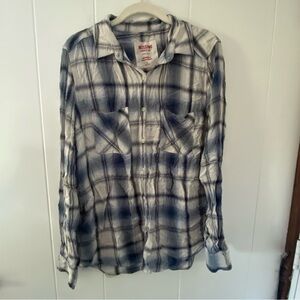 Mossimo Plaid Shirt - Blue Plaid, Size - Medium